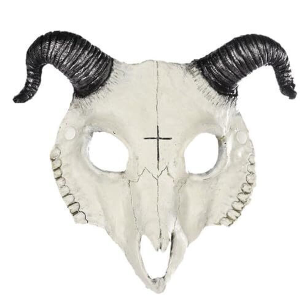2122 Realistic Full Face Skull Goat Mask Goat Horn Scary Animal Head Masks